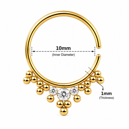 Jeweled Tribal Multi Dotted Septum Ring – 18G (1.0mm) 8mm