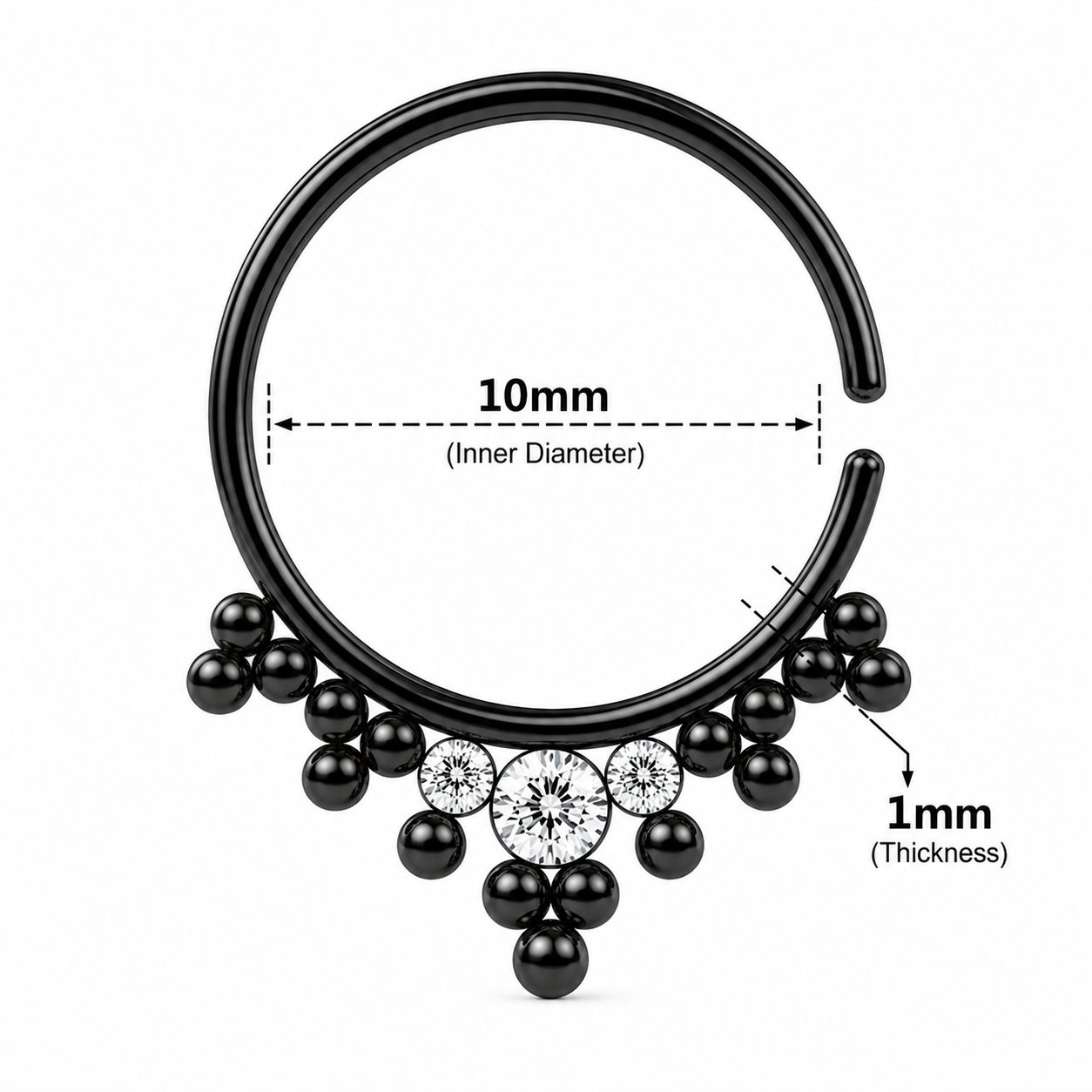 Jeweled Tribal Multi Dotted Septum Ring – 18G (1.0mm) 8mm