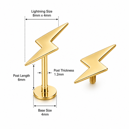 316L Surgical Steel Plain Lightning Helix Tragus Ear Stud – 16G (1.2mm)