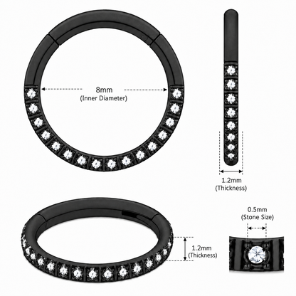 316L Surgical Steel CZ Hinged Segment Clicker Ring – 16G