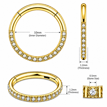 316L Surgical Steel CZ Hinged Segment Clicker Ring – 16G