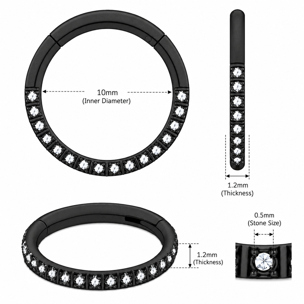 316L Surgical Steel CZ Hinged Segment Clicker Ring – 16G