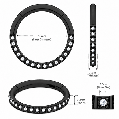 316L Surgical Steel CZ Hinged Segment Clicker Ring – 16G