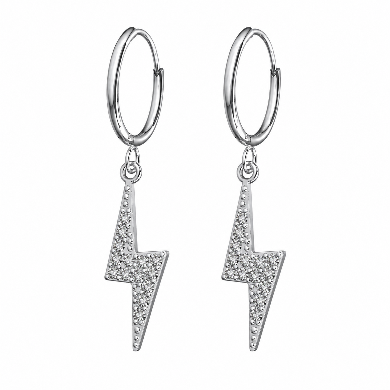 316L Surgical Steel Segment Hoop Earrings with Dangling Flash – Pair