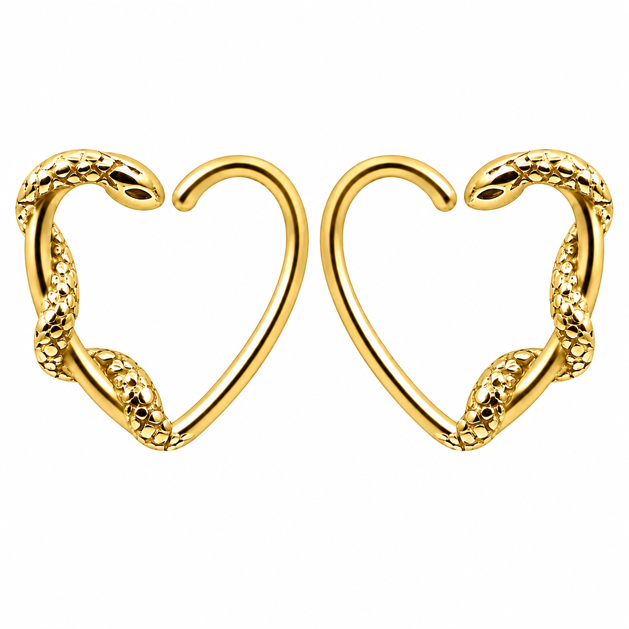 316L Surgical Steel Swirling Snake Heart Twist Open Hoop Earrings – 8mm Pair