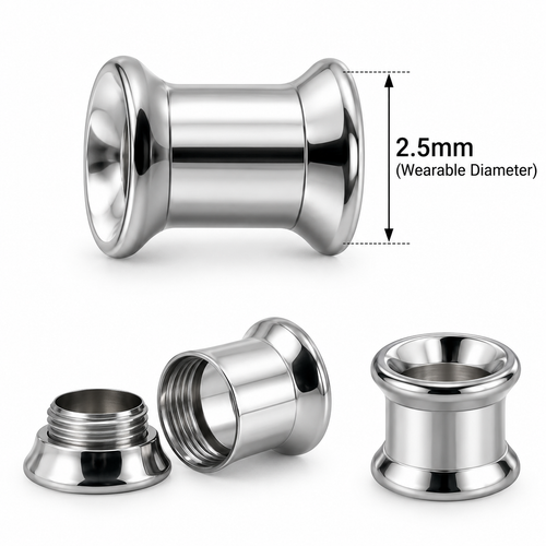 316L Surgical Steel Internally Threaded Ear Flesh Tunnel
