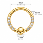 Multi CZ Jeweled BCR Style Segment Clicker Ring – 16G 8mm