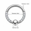 Multi CZ Jeweled BCR Style Segment Clicker Ring – 16G 8mm