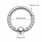 Multi CZ Jeweled BCR Style Segment Clicker Ring – 16G 8mm