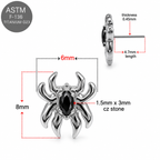 ASTM F136 Titanium Spider Black CZ Threadless Top – 18G/16G Compatible