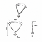 316L Surgical Steel Chain & Round CZ Dangle Internally Threaded Top