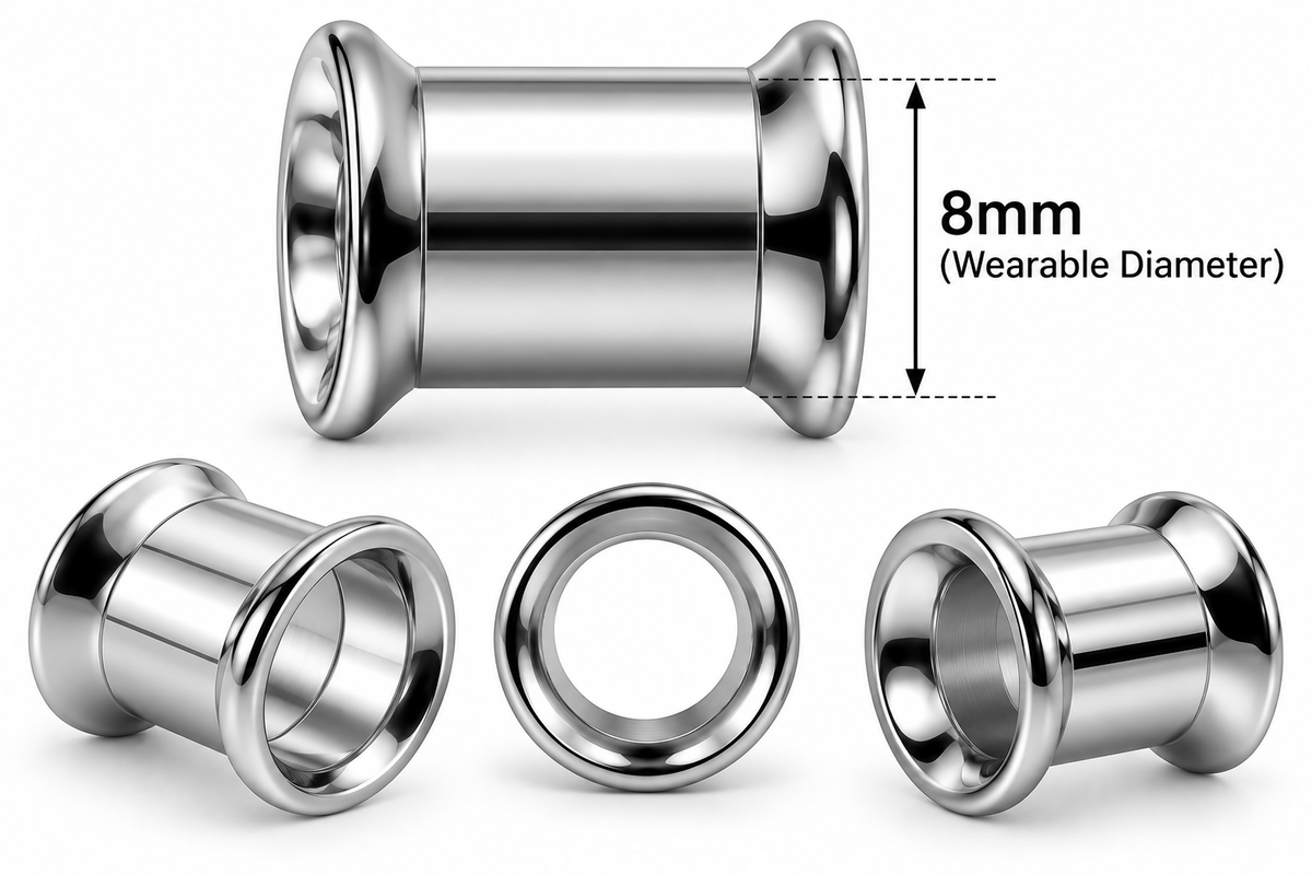 316L Surgical Steel Internally Threaded Ear Flesh Tunnel