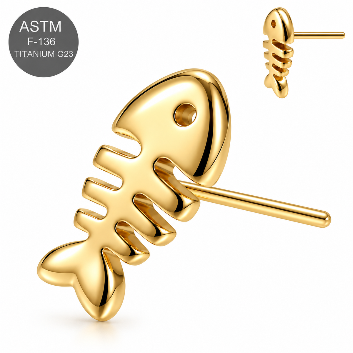 ASTM F-136 Titanium Fishbone Threadless Top – Universal 18G/16G Fit