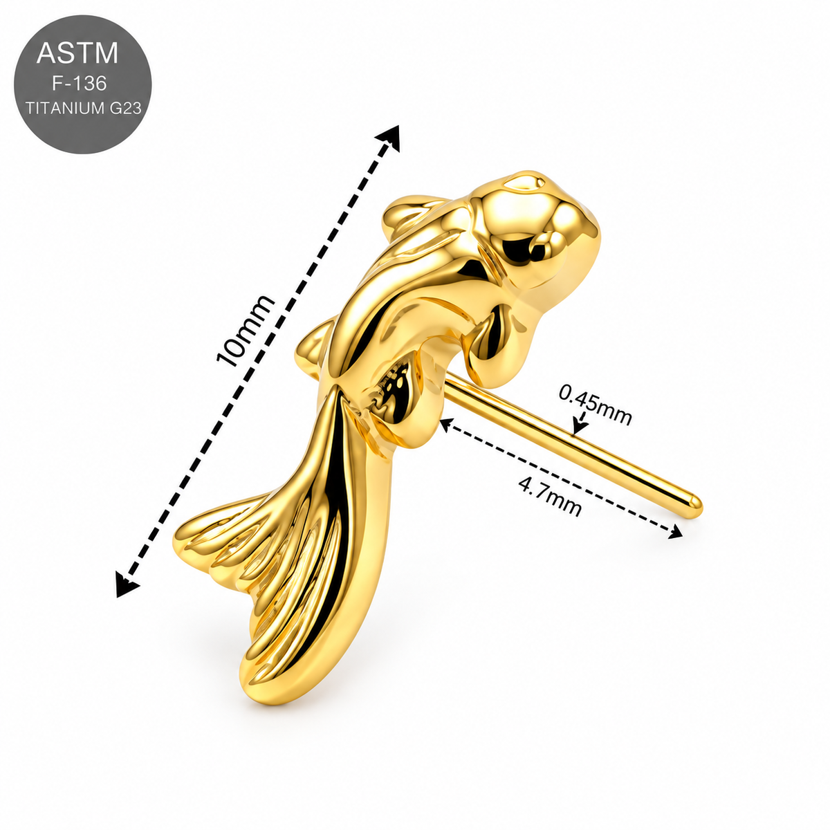 ASTM F-136 Titanium Fancy Koi Fish Threadless Top – Universal 18G/16G Fit