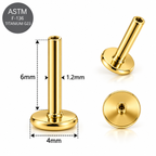 G23 Titanium CZ Five-Stone Curved Threadless Top with Flat Back Labret – 18G/16G Compatible