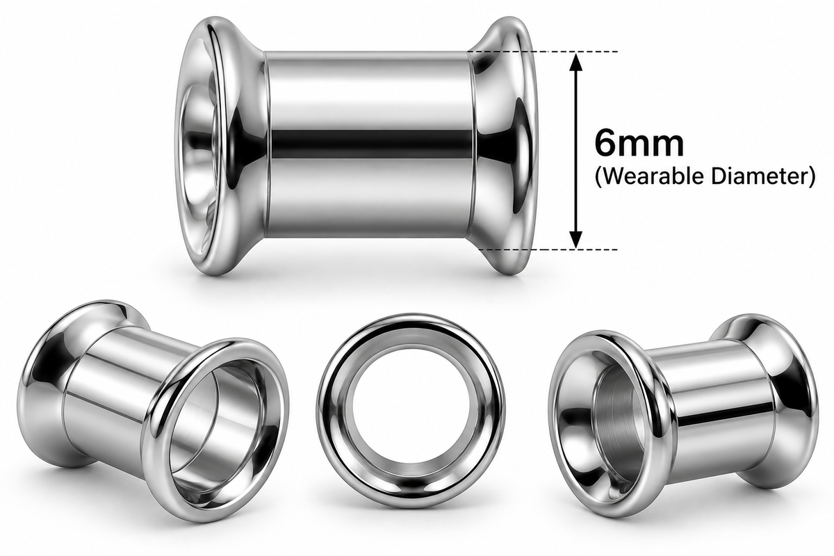 316L Surgical Steel Internally Threaded Ear Flesh Tunnel