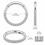 316L Surgical Steel CZ Hinged Segment Clicker Ring – 16G