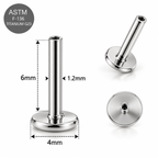 G23 Titanium CZ Five-Stone Curved Threadless Top with Flat Back Labret – 18G/16G Compatible