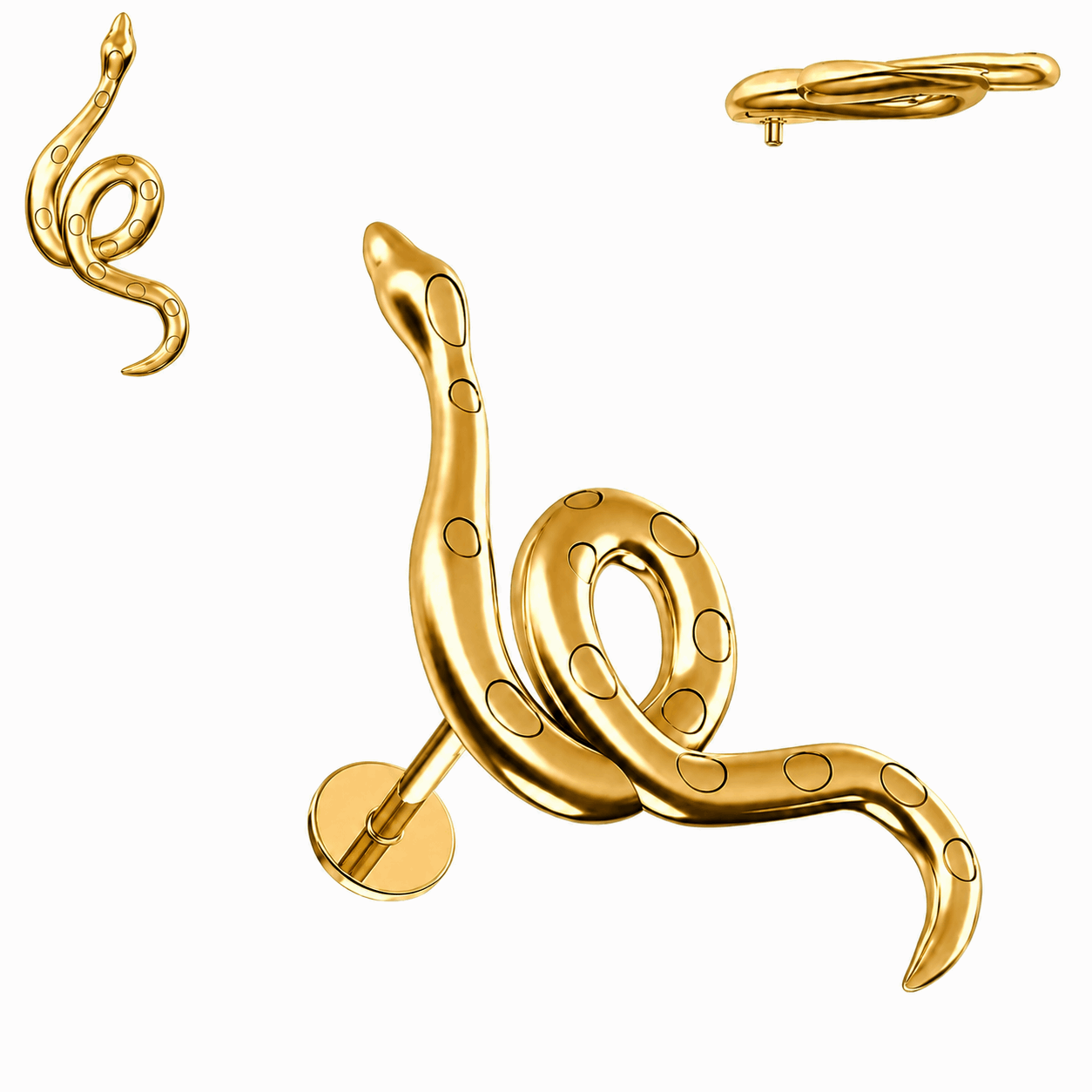 316L Surgical Steel Swirl Snake Flat Back Helix Tragus Piercing – 16G