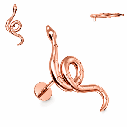 316L Surgical Steel Swirl Snake Flat Back Helix Tragus Piercing – 16G