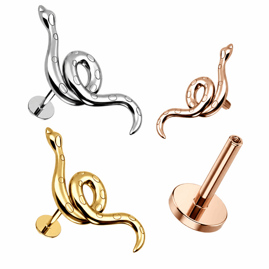 316L Surgical Steel Swirl Snake Flat Back Helix Tragus Piercing – 16G