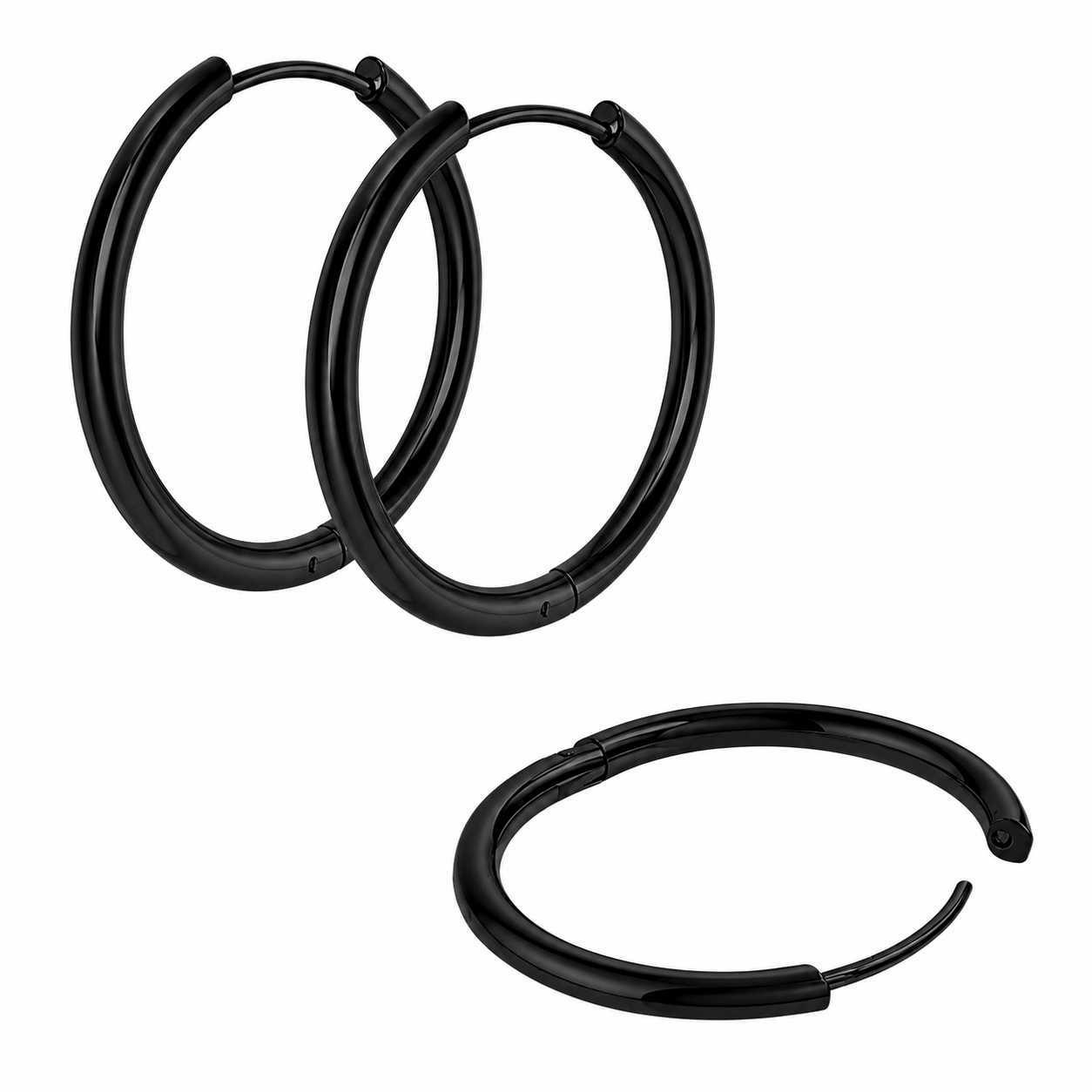316L Stainless Steel Hinged Sleeper Hoop Earrings – 2.0mm to 3.0mm Pair