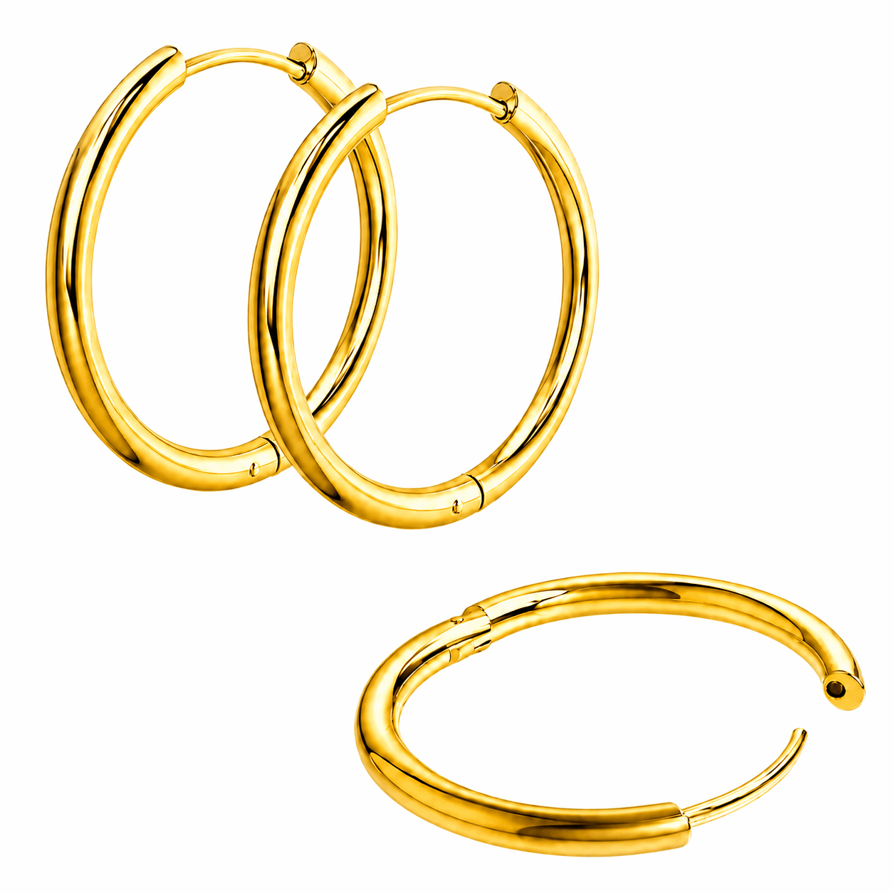 316L Stainless Steel Hinged Sleeper Hoop Earrings – 2.0mm to 3.0mm Pair