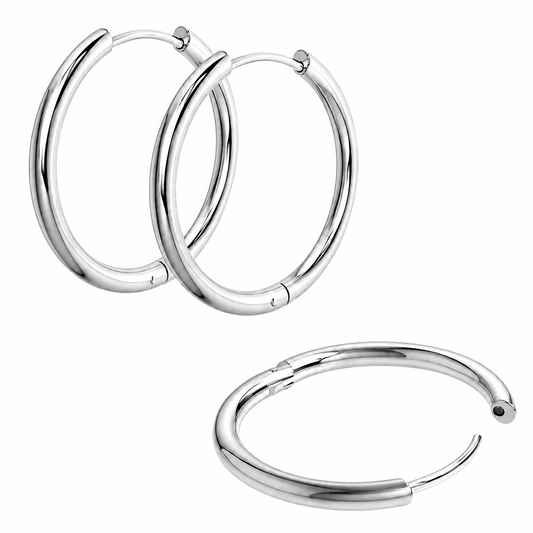 316L Stainless Steel Hinged Sleeper Hoop Earrings – 2.0mm to 3.0mm Pair