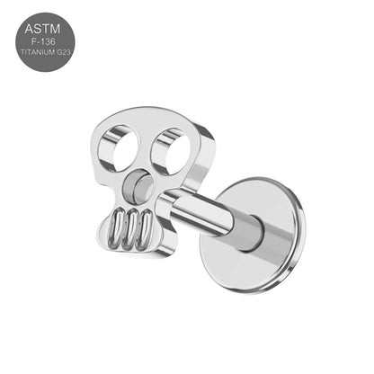 G23 Titanium Skull Internally Threaded Flat Back Labret – 16G(1.2mm)