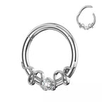 316L Surgical Steel CZ Duo Snake Front Facing Hinged Clicker Ring – 16G (1.2mm) 8mm & 10mm