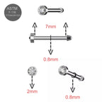G23 Titanium Bezel Set CZ Nose Bone Stud – 20G (0.8mm) 7mm